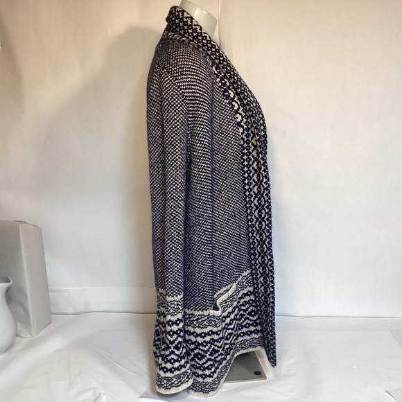 Lucky Brand Blue and White Open Long Cardigan Sweater Women’s Small - Picture 3 of 11